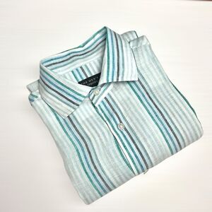 The Men’s Store Bloomingdale’s Linen Shirt Button Up Long Sleeve Striped size S